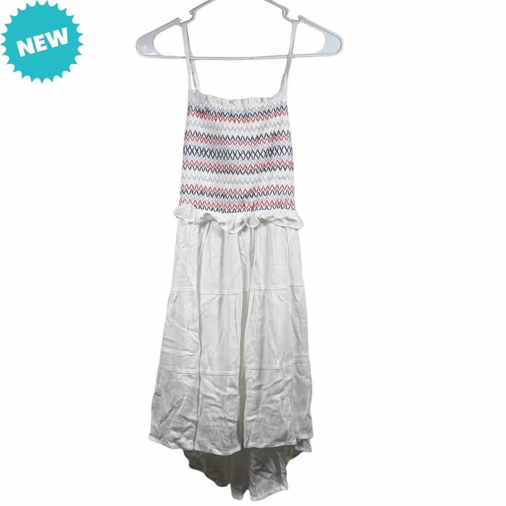 Knit Works Dress Girls Size 14 1/2 Plus Smocked Sundress Open Back High Low NEW